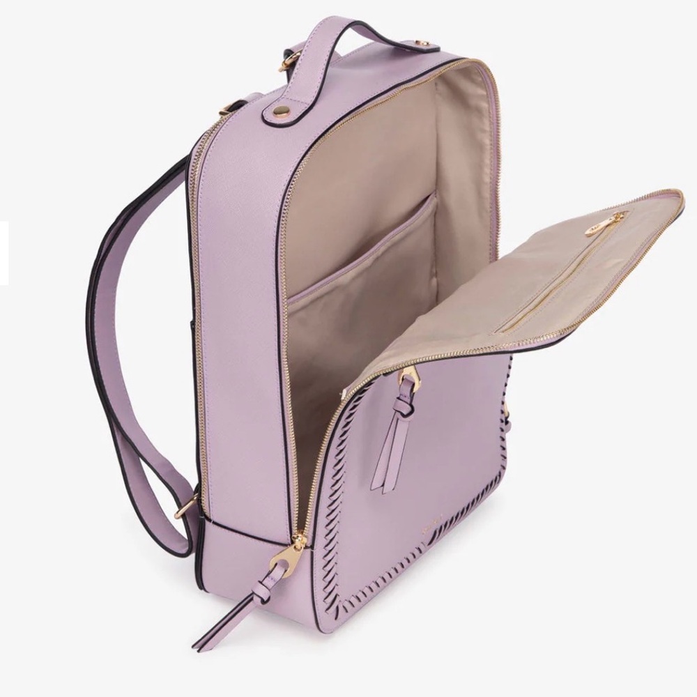 Calpak Kaya 15 inch Laptop Faux Leather Backpack Lavender NWT With Dust Bag $152 - Picture 4 of 16